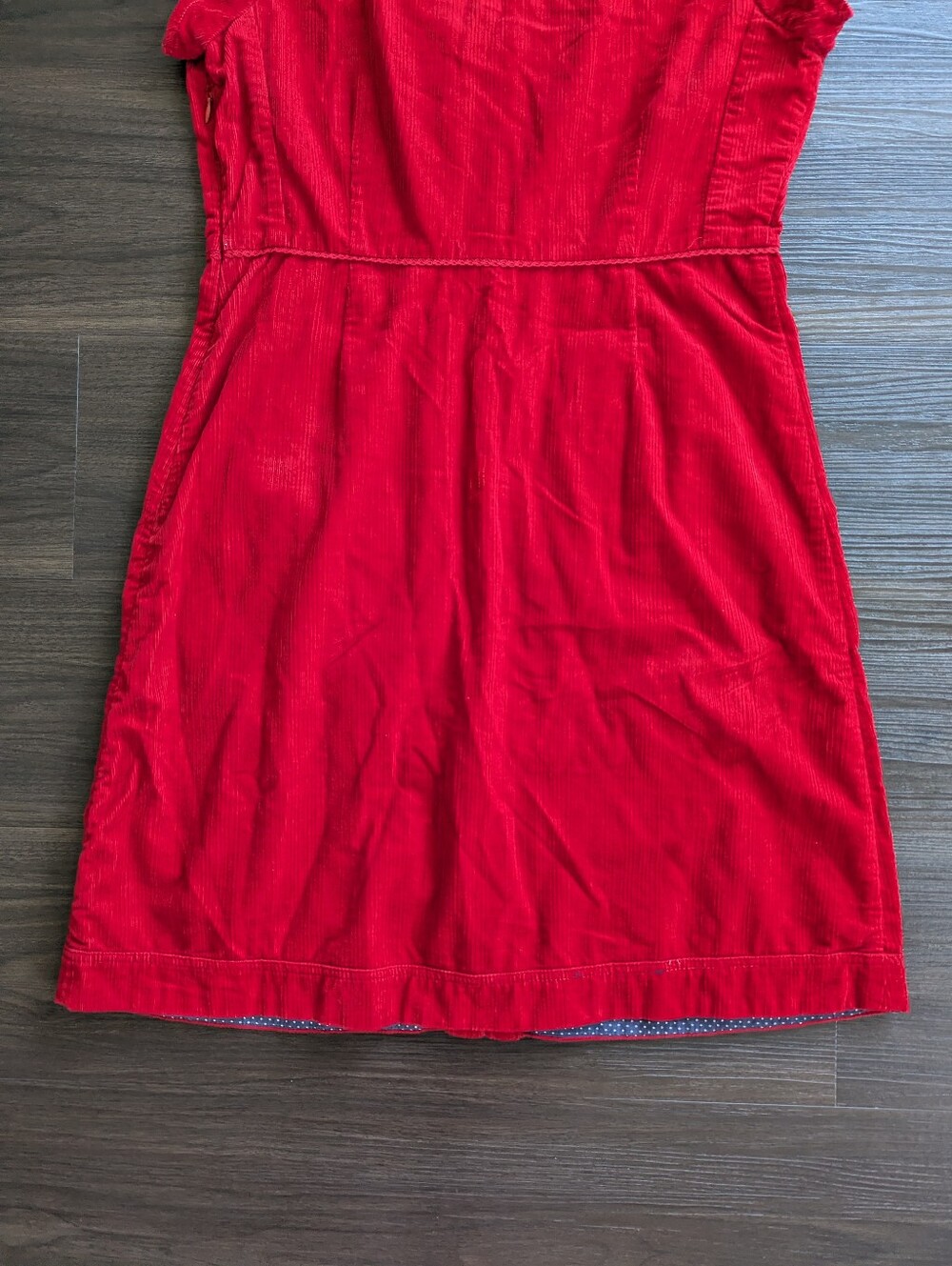 Anthropologie Maeve Red Corduroy Dress Size 10 Romantic Ruffle Whimsigoth Date - Picture 8 of 10